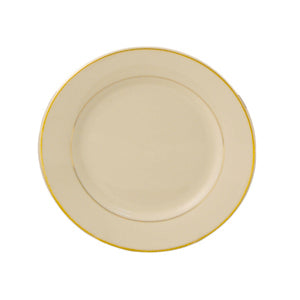 Progressive Pro. 6 1/2 Wide Rim, Ivory w/Gold Band Dinner Plate