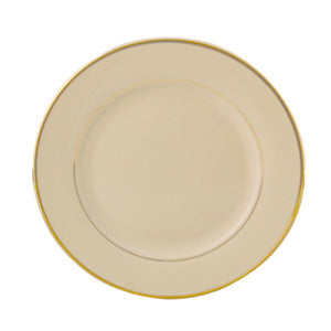 Progressive Pro. 10 3/4 Wide Rim, Ivory w/Gold Band Dinner Plate